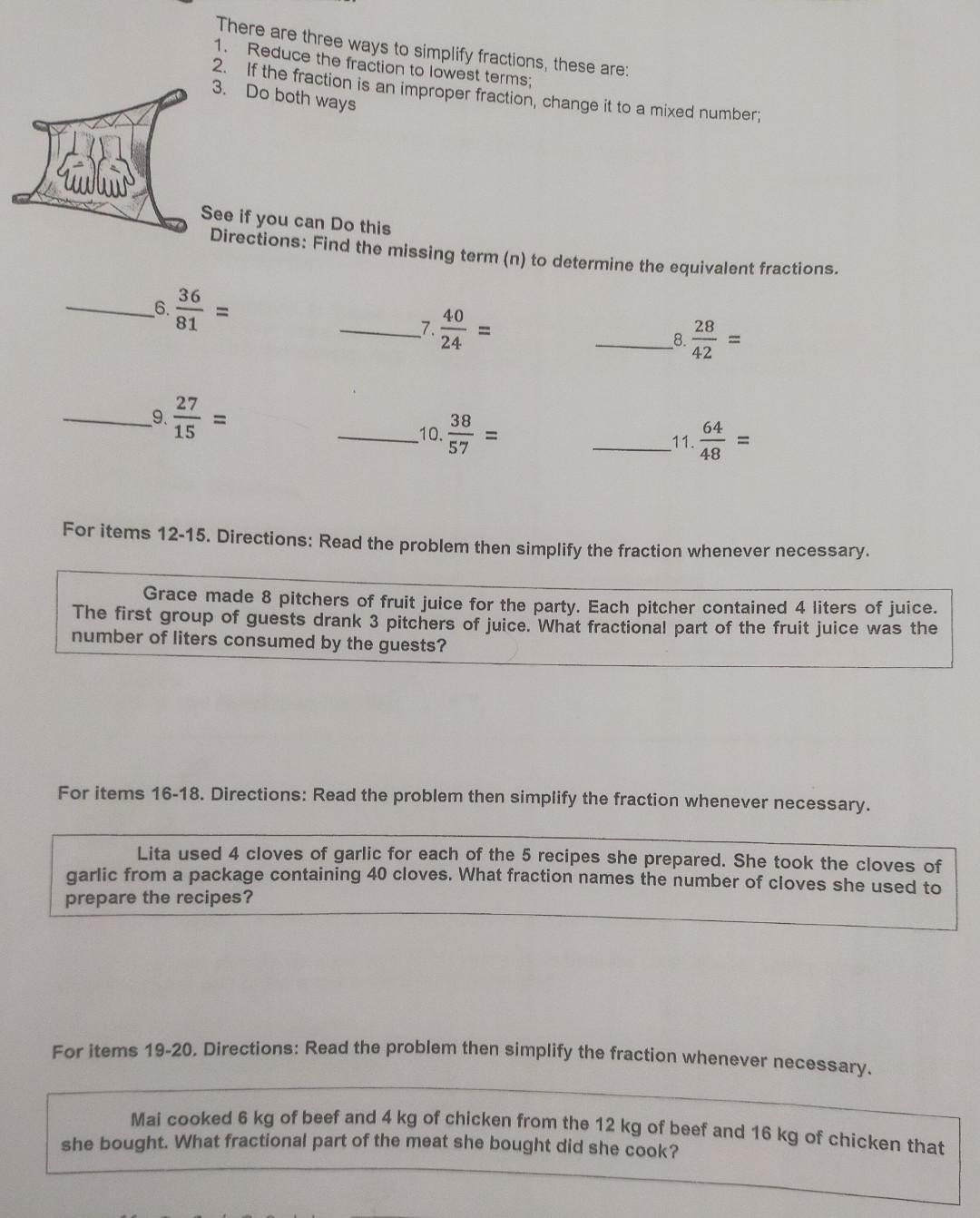 Solved There are three ways to simplify fractions, these | Chegg.com