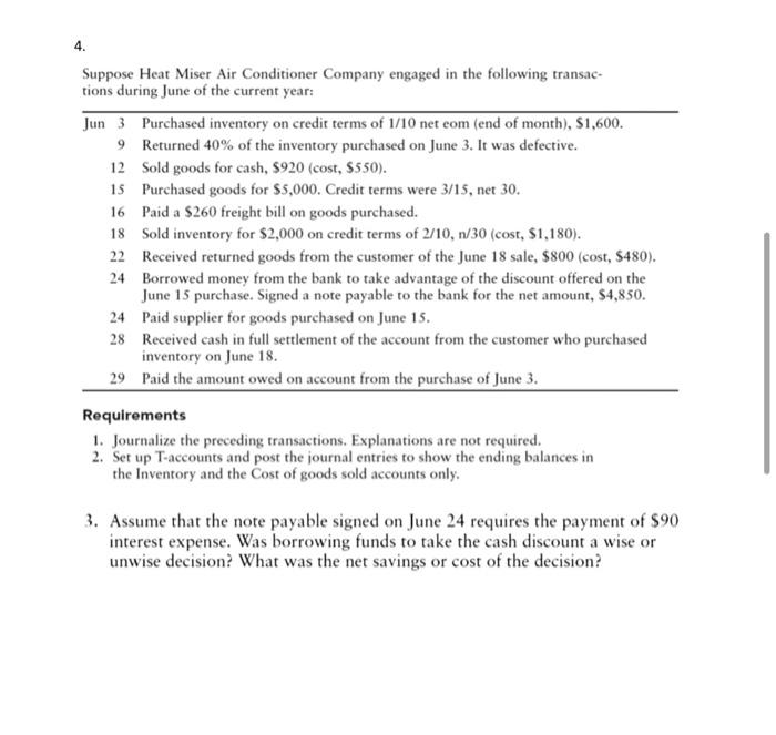 Solved 4. Suppose Heat Miser Air Conditioner Company engaged