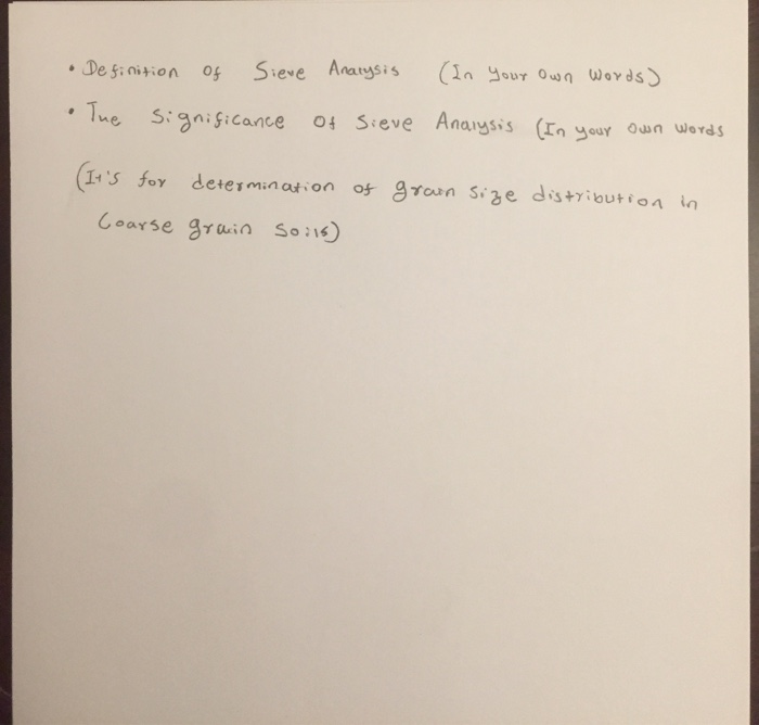 Solved Analysis (In your own words) • Definition of Sieve •