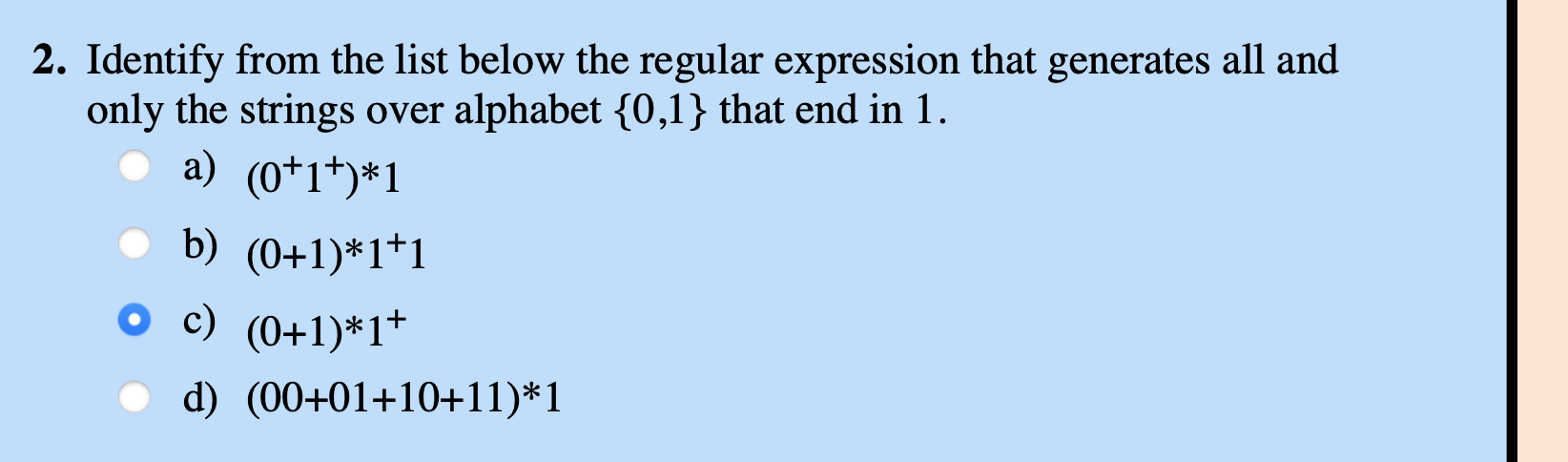 Solved Identify from the list below the regular expression | Chegg.com