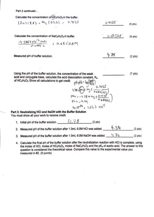 Solved Part 2 continued... Calculate the concentration of | Chegg.com