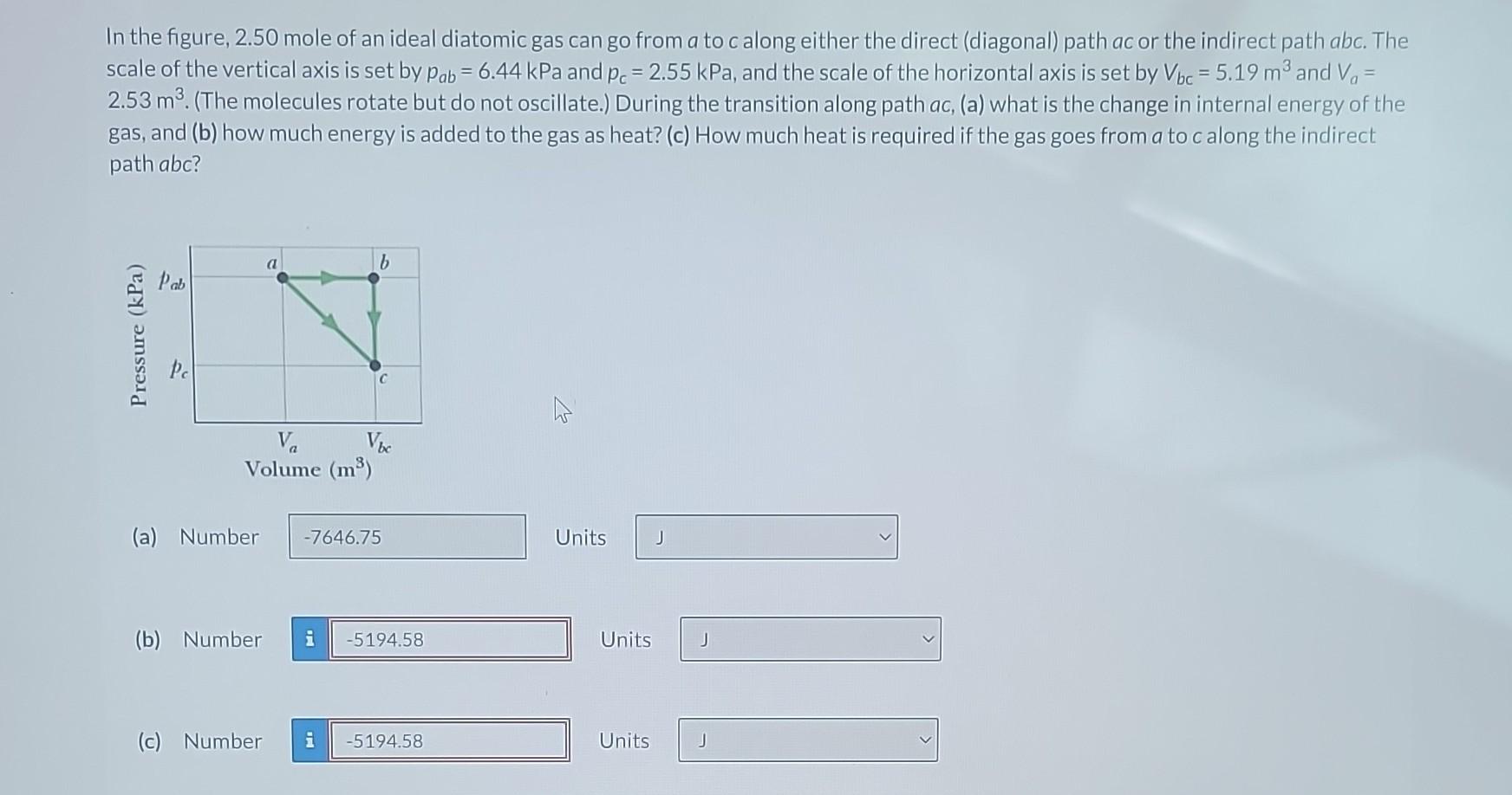 Solved In the figure, 2.50 mole of an ideal diatomic gas can | Chegg.com