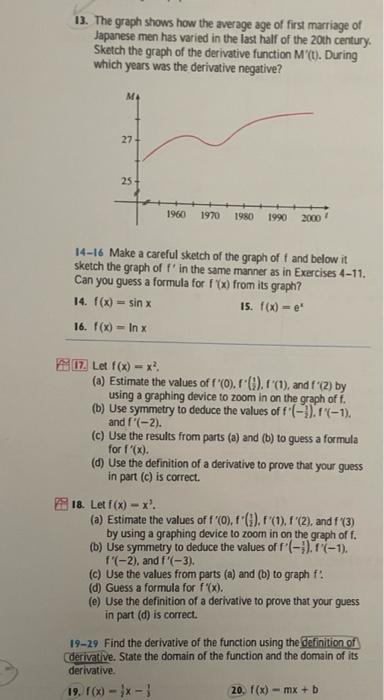 Solved 13. The graph shows how the average age of first | Chegg.com