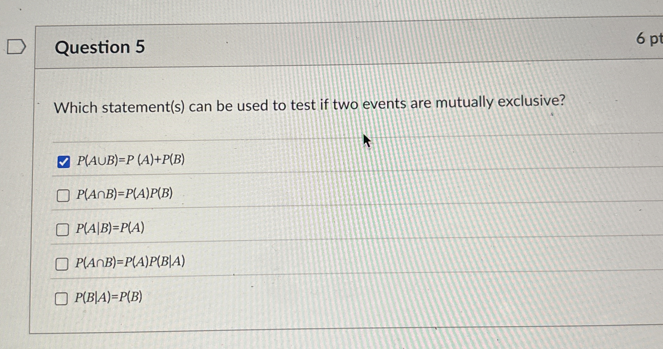 Question 5Which statement(s) ﻿can be used to test if | Chegg.com