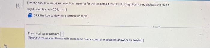 Solved Find the critical value(s) and rejection region(s) | Chegg.com