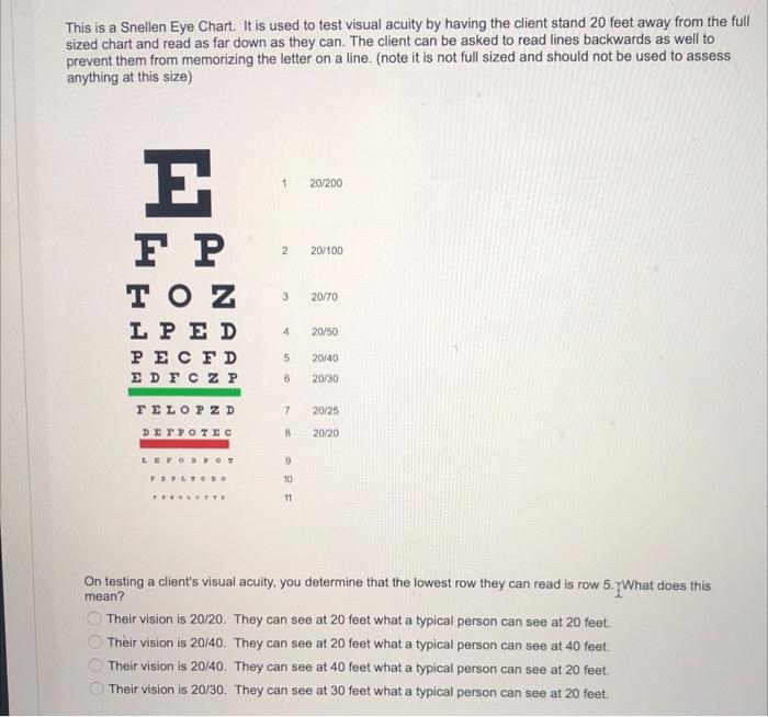 Solved This is a Snellen Eye Chart. It is used to test | Chegg.com