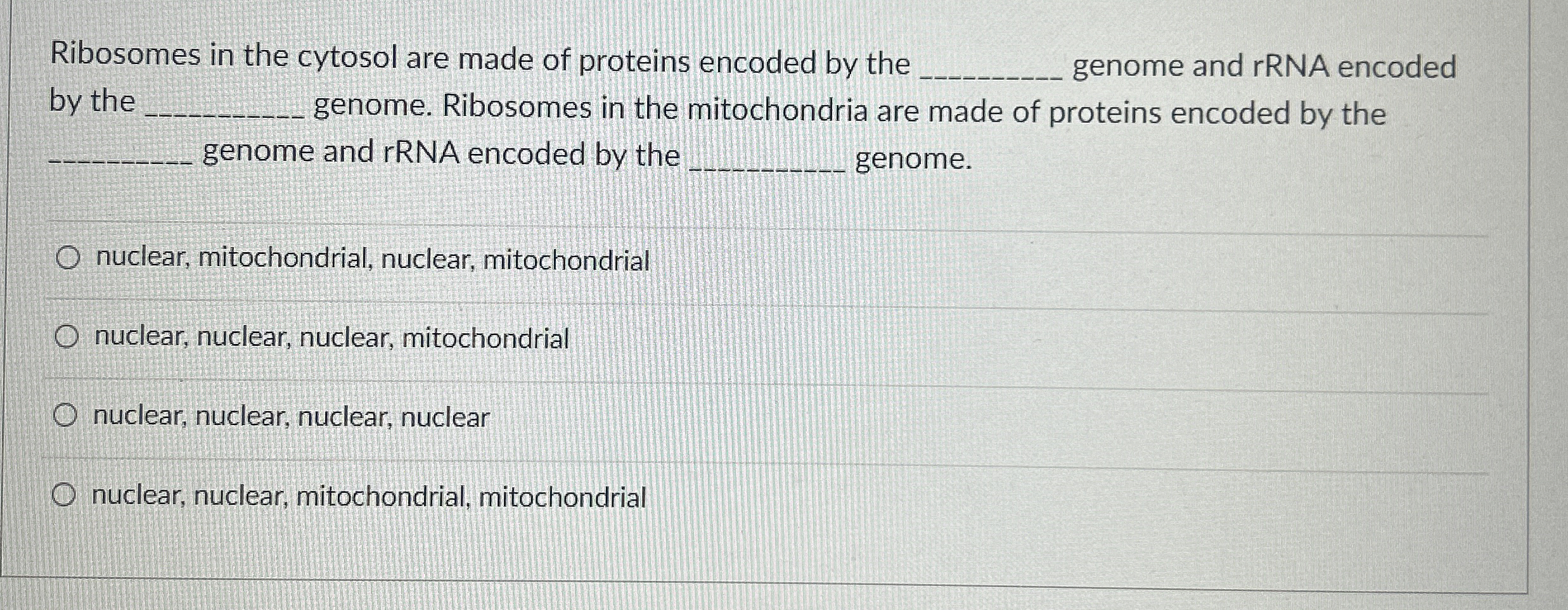 Solved Ribosomes in the cytosol are made of proteins encoded | Chegg.com