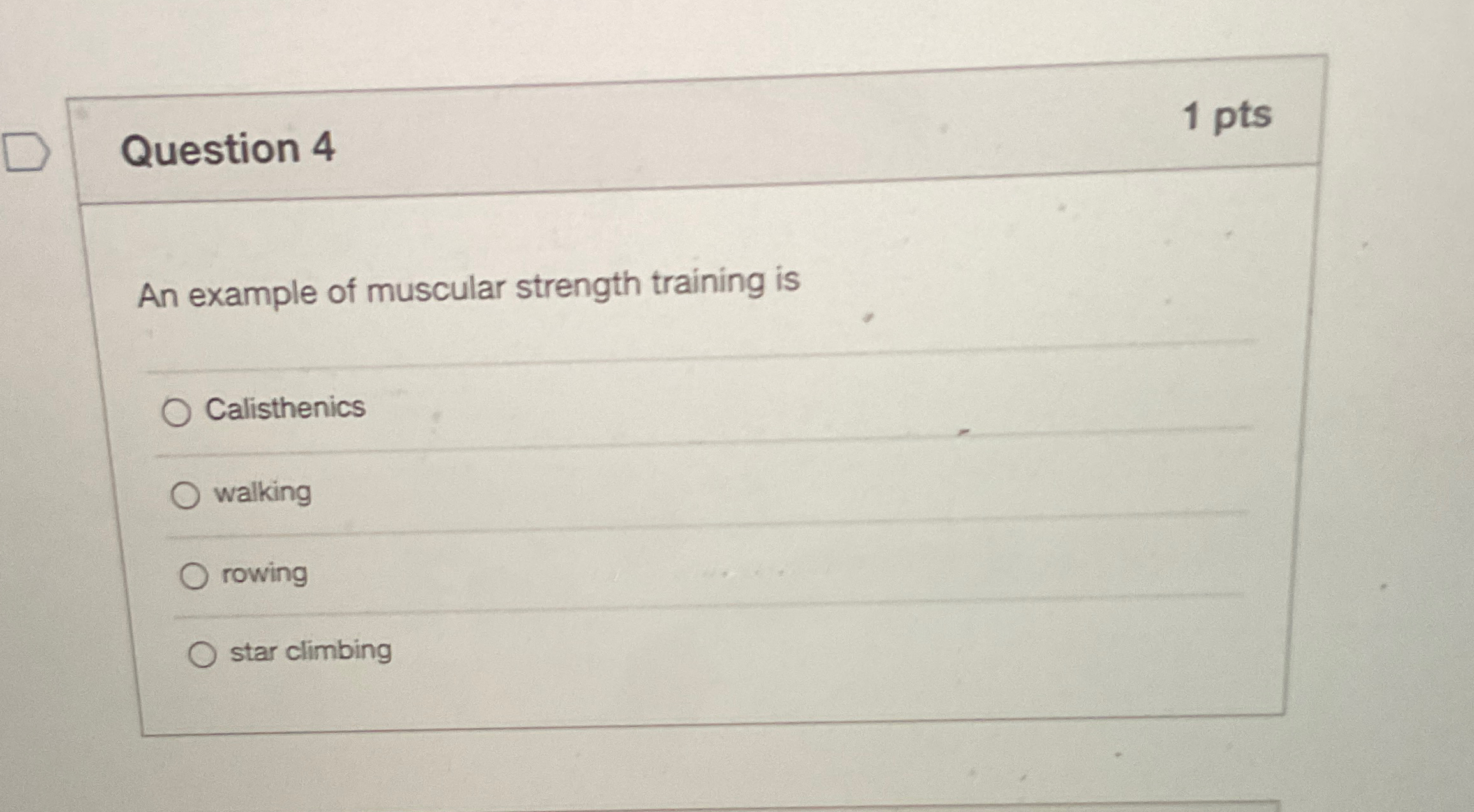 Solved Question 41 ﻿ptsAn example of muscular strength