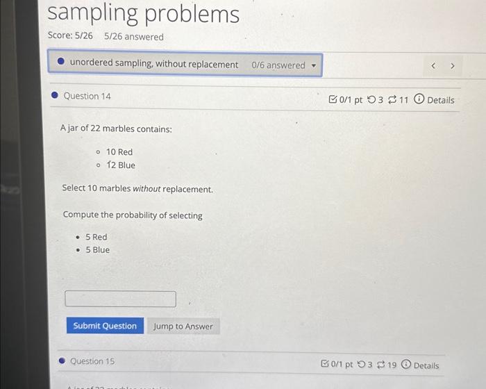 Solved Select 10 marbles without replacement. Compute the | Chegg.com