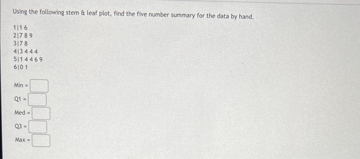 Solved Using The Following Stem \& Leaf Plot, Find The Five 