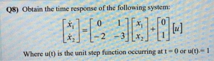 Solved Q8) Obtain the time response of the following system: | Chegg.com