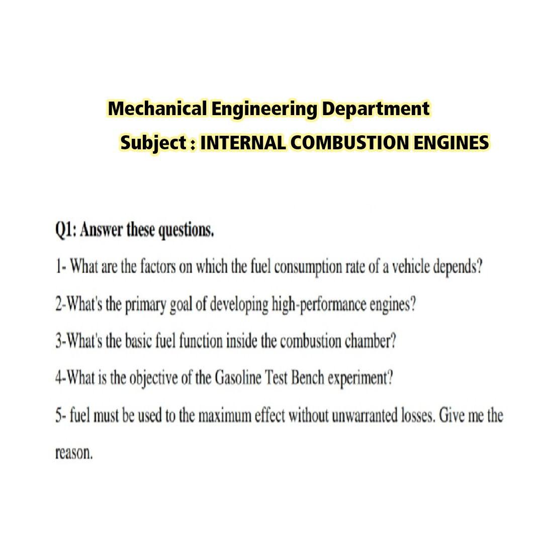 Solved Mechanical Engineering Department Subject: INTERNAL