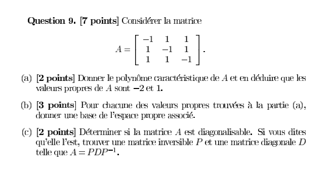 Solved Question 9. [7 ﻿points] ﻿Considérer la | Chegg.com