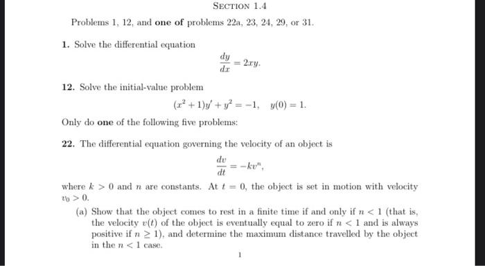 Solved Problems 1, 12, and one of problems 22a,23,24,29, or | Chegg.com