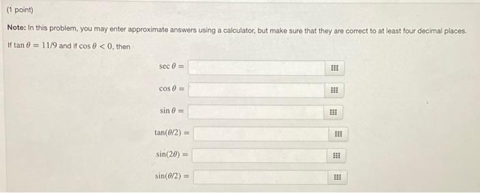 Solved (1 point) Note: In this problem, you may enter | Chegg.com