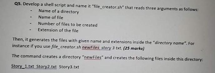 Solved Q5. Develop a shell script and name it | Chegg.com