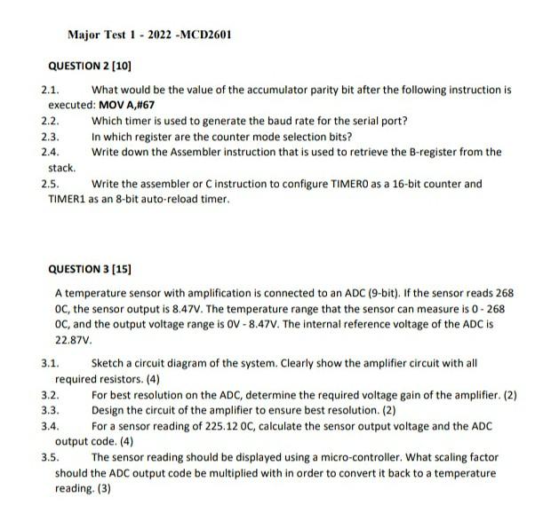 Solved QUESTION 1 (25) An 8051 Microcontroller Must Be | Chegg.com