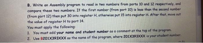 Solved B. Write an Assembly program to read in two numbers | Chegg.com