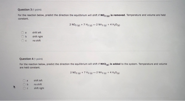 Solved Question 1 (1 point) Given the reaction at | Chegg.com