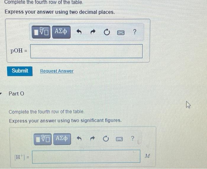 Solved Part A Complete the following table by calculating | Chegg.com