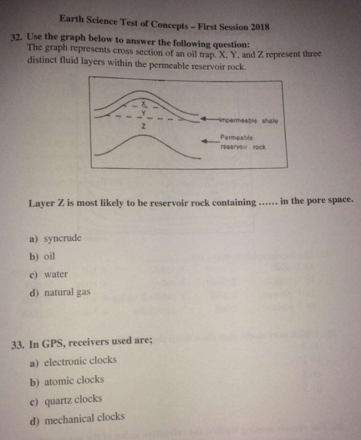 Solved Earth Science Test of Concepts - ﻿First Session | Chegg.com