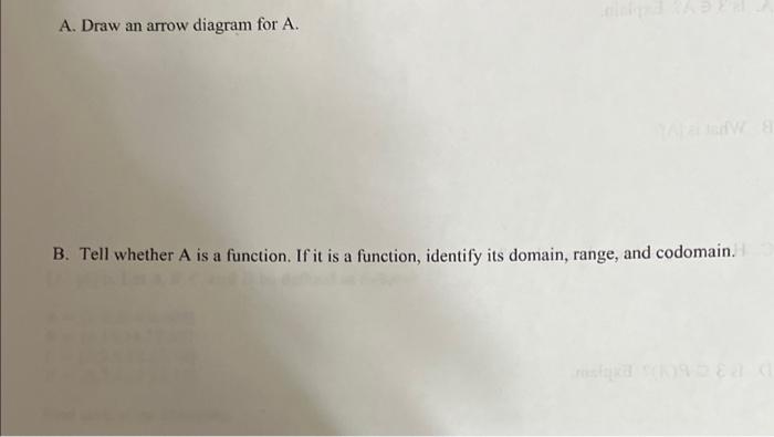 Solved A. Draw an arrow diagram for A. B. Tell whether A is | Chegg.com