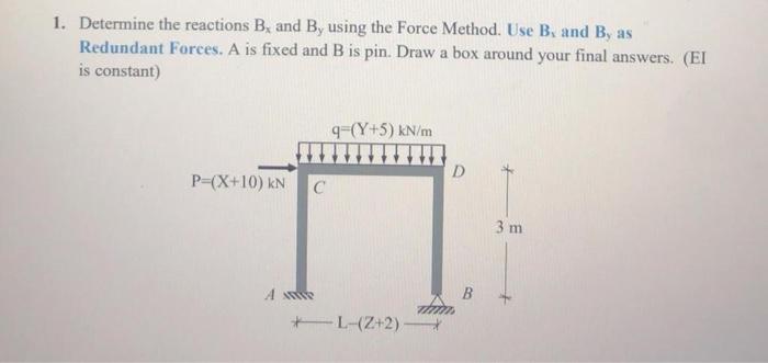 Solved 1. Determine The Reactions B, And By Using The Force | Chegg.com