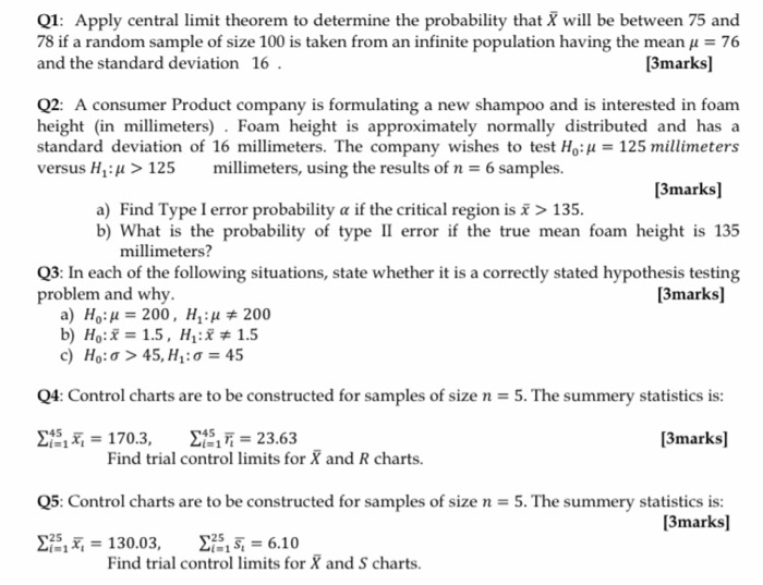 Solved Q1: Apply Central Limit Theorem To Determine The 