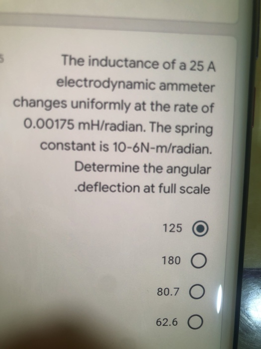 Solved The inductance of a 25 A electrodynamic ammeter