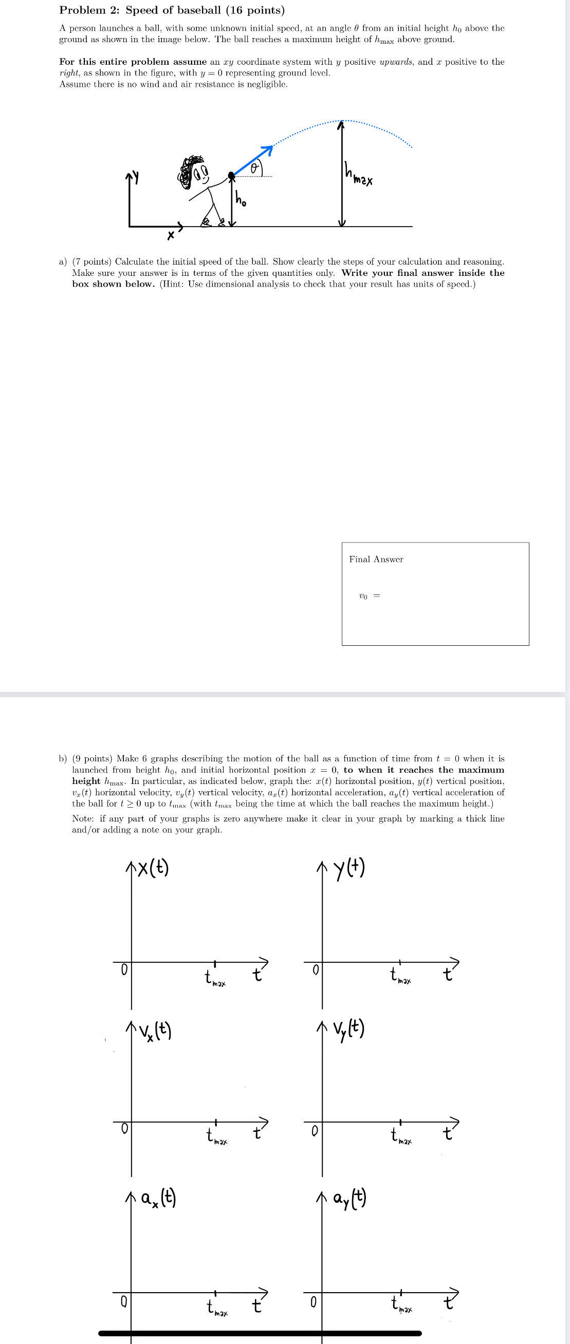 Solved Problem 2: Speed of baseball (16 ﻿points)A person | Chegg.com