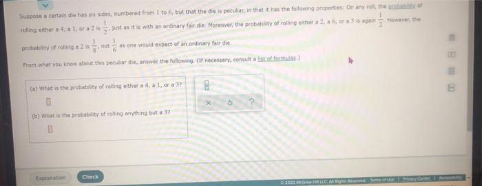 Solved Suppose a certain die has six sides, numbered from 1 | Chegg.com