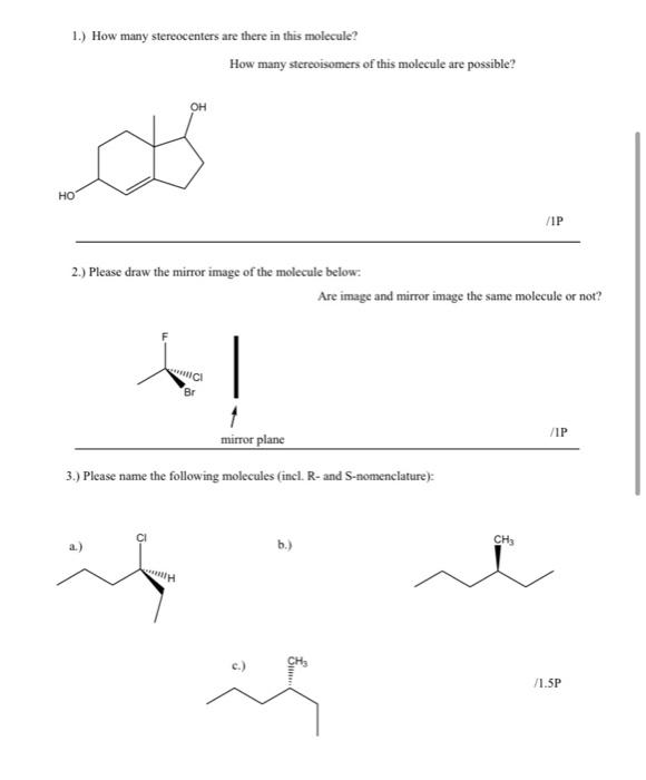 Solved 1.) How many stereocenters are there in this | Chegg.com