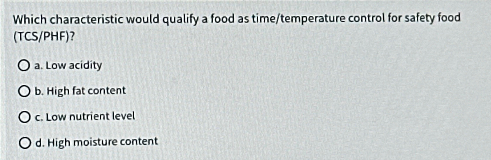 Which Characteristic Would Qualify a Food as TCS/PHF-Health Regulations Explained