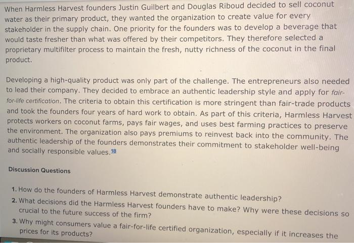 Solved When Harmless u vest founders Justin Guilbert and | Chegg.com