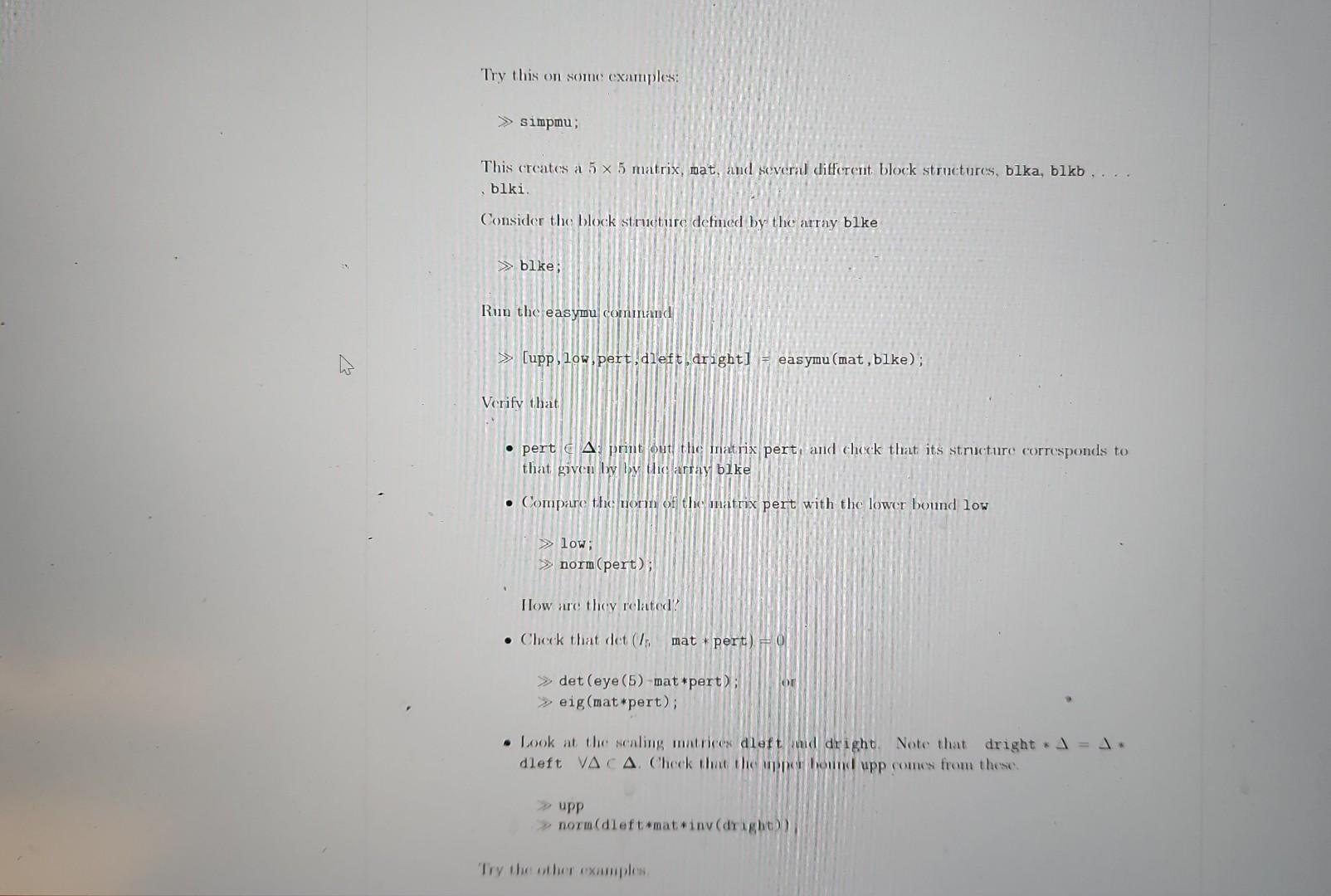 Solved Description mat Matrix to calculate μ of blk block | Chegg.com