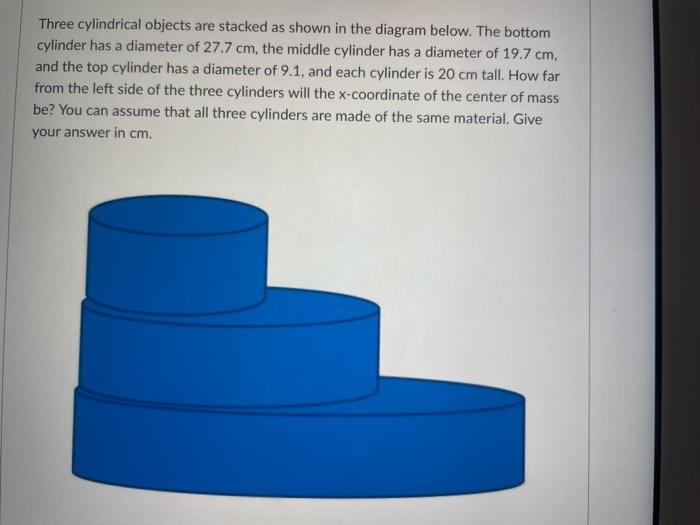 Solved Three cylindrical objects are stacked as shown in the