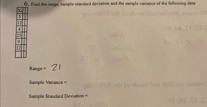 how to find the range of sample data