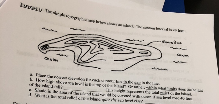 Solved Exercise 1: The Simple Topographic Map Below Below | Chegg.com