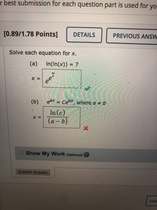Solved r best submission for each question part is used for | Chegg.com