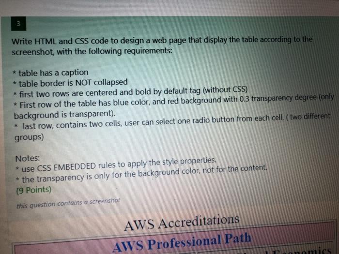 Solved Write HTML and CSS code to design a web page that | Chegg.com