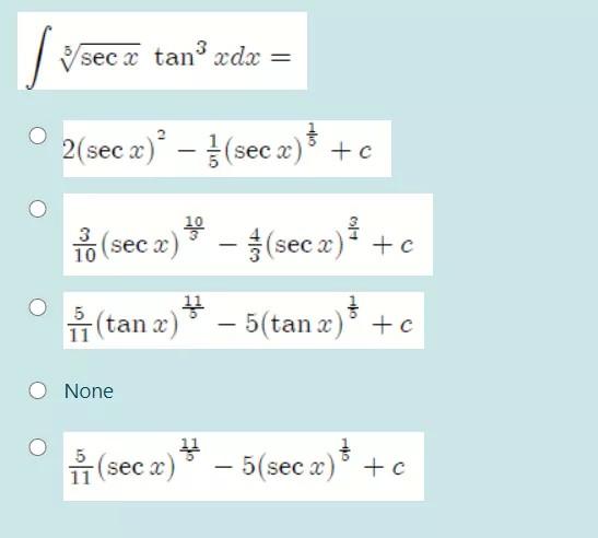 Solved Sec X Tan Xdx 2 Sec X Sec X Io Se Chegg Com