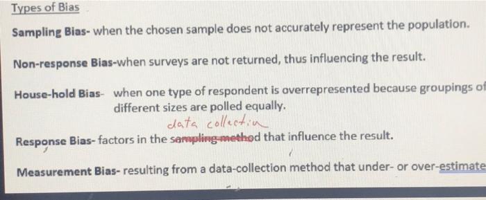 Solved 9 Identify The Main Type Of Bias That Exists In Each Chegg Com