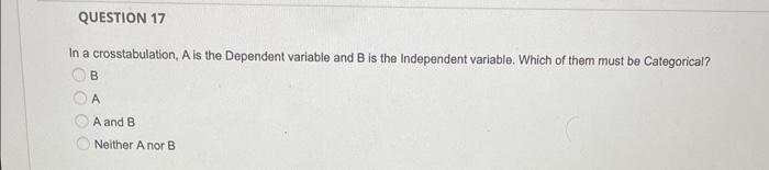 Solved In A Crosstabulation, A Is The Dependent Variable And 