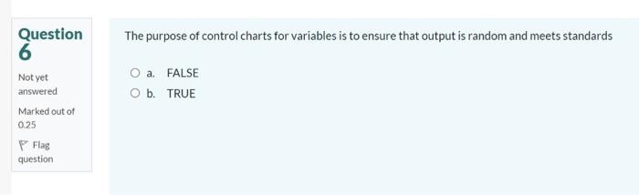 Solved Question 6 The Purpose Of Control Charts For | Chegg.com