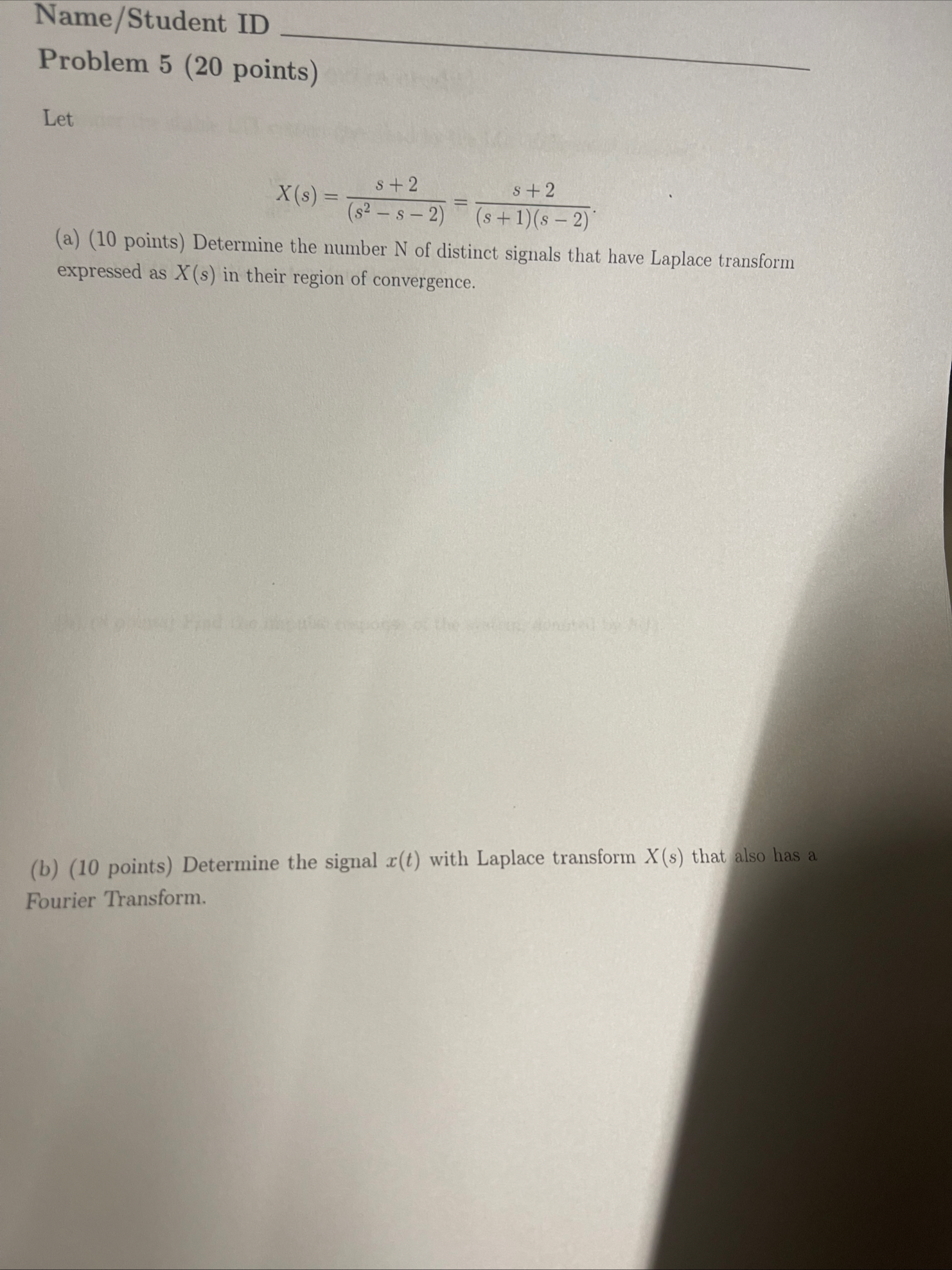 Solved Name/Student ID q, ﻿Problem 4 ( 20 ﻿points)Consider | Chegg.com