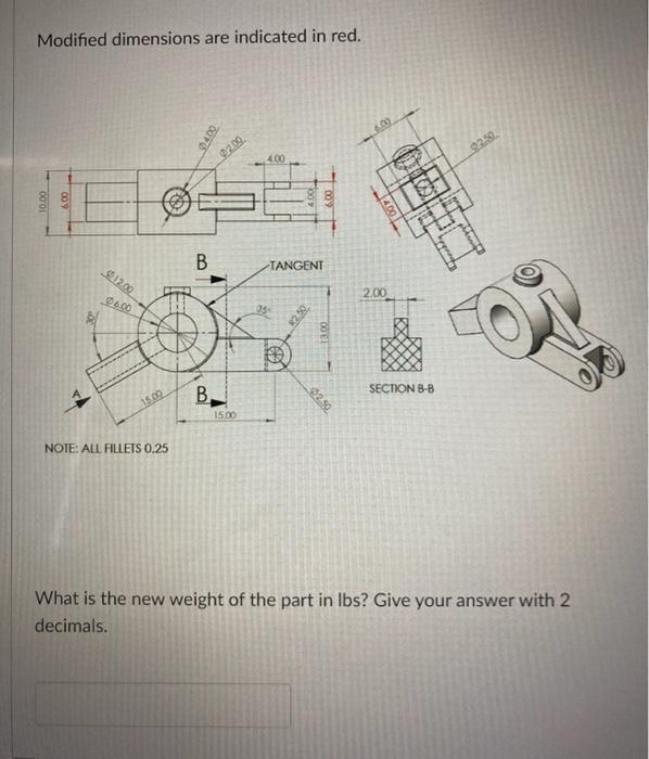 Solved Please create the part with the modified dimensions | Chegg.com