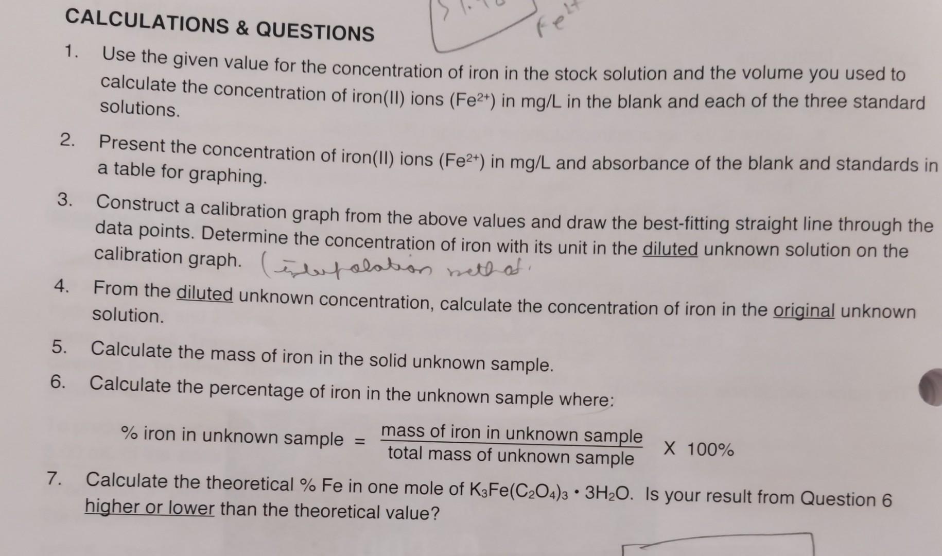 This is analysis of an iron containing salt | Chegg.com