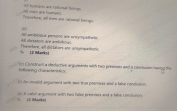 Solved Ail humans are rational beings.All men are | Chegg.com