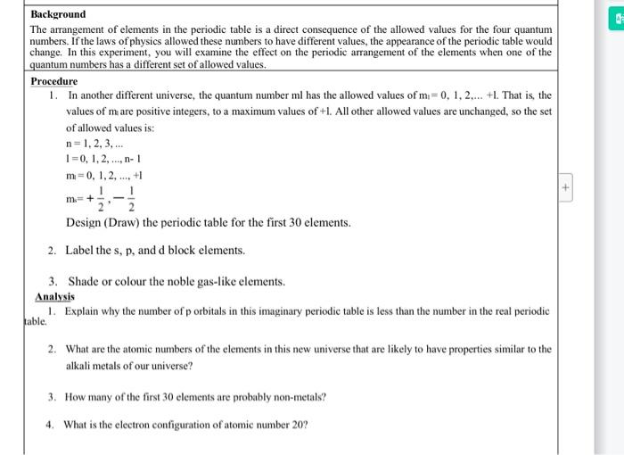 Solved The arrangement of elements in the periodic table is