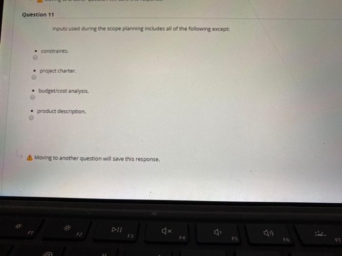 Solved Question 11 Inputs used during the scope planning | Chegg.com